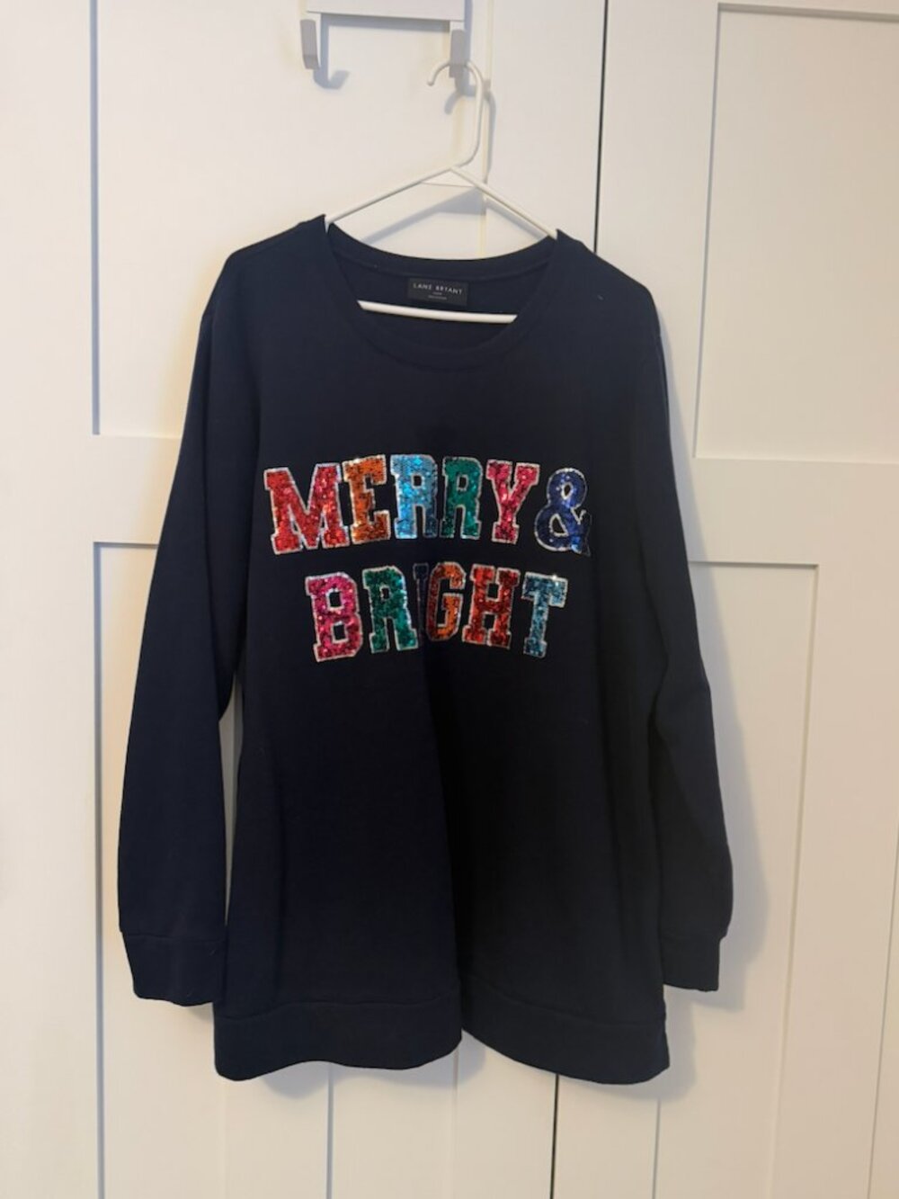 Lane Bryant Merry & Bright Sequin Sweatshirt Navy Blue Size 22/24 Plus Size